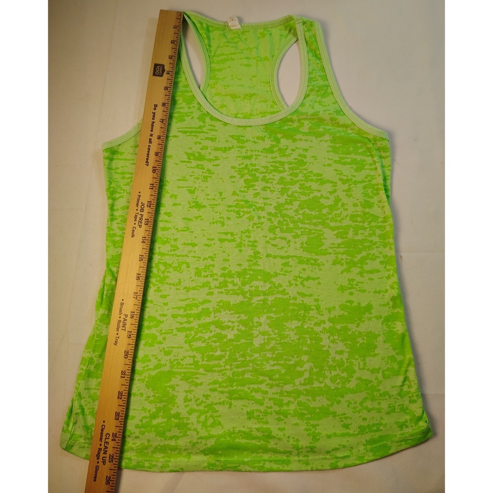 Womens XL Neon Lime Green Burnout Racerback Tank Top Athleisure Gym Activewear - Picture 4 of 6